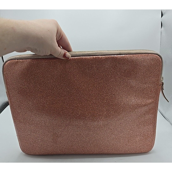 Kate Spade New York Rose Gold Glitter Glimmer Padded Laptop Sleeve 13.5"x10" - Picture 4 of 7